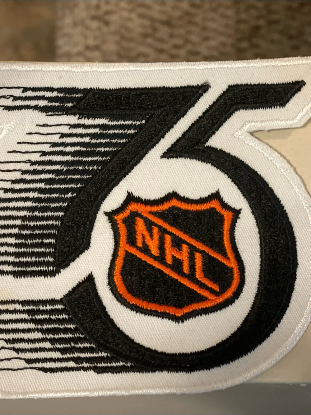 NHL Black, White and Orange Embroidered Shield Accent Patch